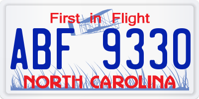 NC license plate ABF9330