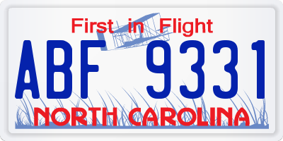 NC license plate ABF9331