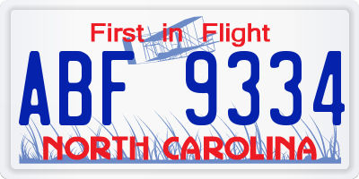 NC license plate ABF9334