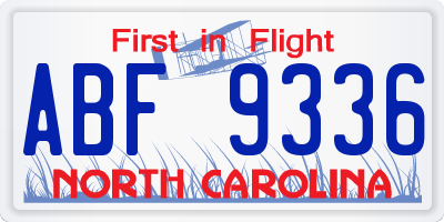 NC license plate ABF9336