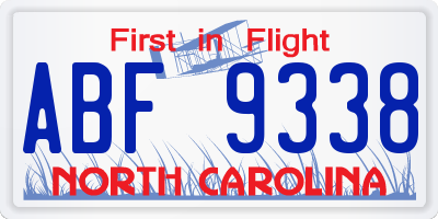 NC license plate ABF9338