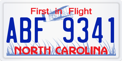 NC license plate ABF9341