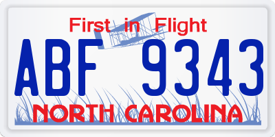 NC license plate ABF9343