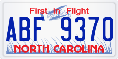 NC license plate ABF9370