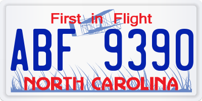 NC license plate ABF9390