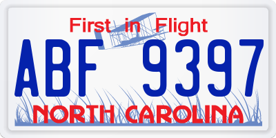NC license plate ABF9397