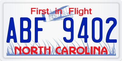 NC license plate ABF9402