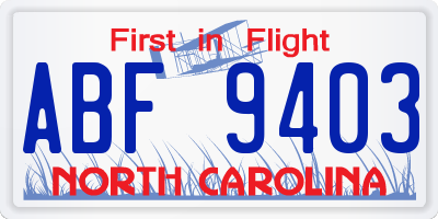 NC license plate ABF9403