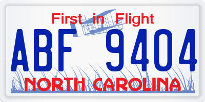 NC license plate ABF9404