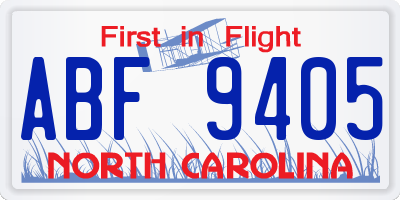 NC license plate ABF9405