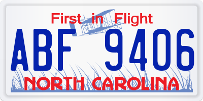 NC license plate ABF9406