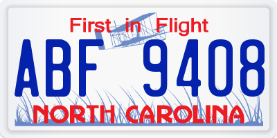 NC license plate ABF9408