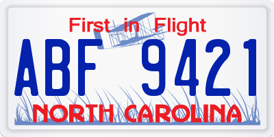 NC license plate ABF9421