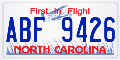 NC license plate ABF9426