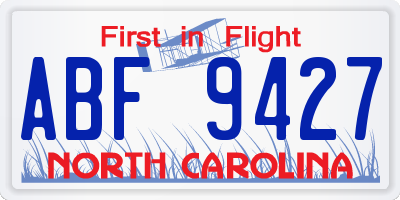 NC license plate ABF9427