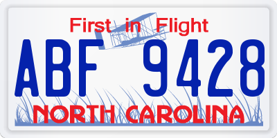 NC license plate ABF9428