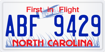 NC license plate ABF9429
