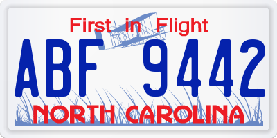 NC license plate ABF9442