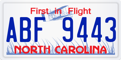 NC license plate ABF9443