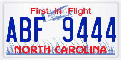 NC license plate ABF9444