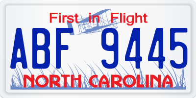NC license plate ABF9445