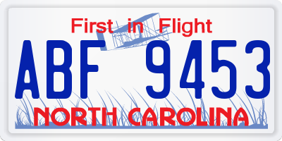 NC license plate ABF9453