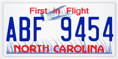 NC license plate ABF9454