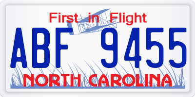 NC license plate ABF9455