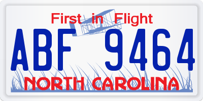 NC license plate ABF9464
