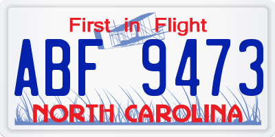 NC license plate ABF9473