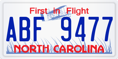NC license plate ABF9477