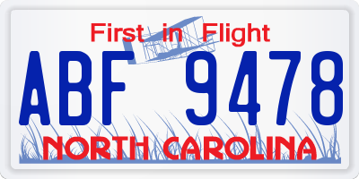 NC license plate ABF9478