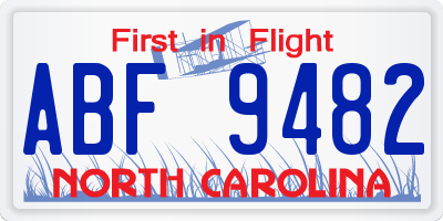 NC license plate ABF9482