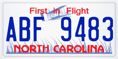 NC license plate ABF9483