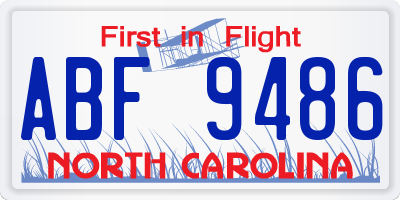 NC license plate ABF9486