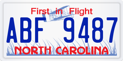 NC license plate ABF9487