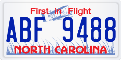 NC license plate ABF9488