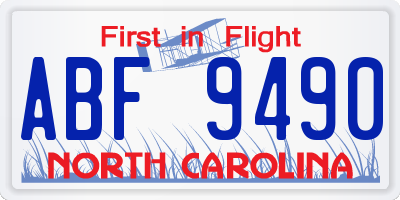 NC license plate ABF9490