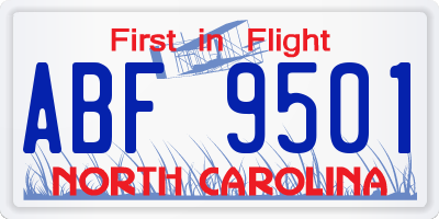 NC license plate ABF9501