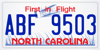 NC license plate ABF9503