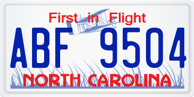 NC license plate ABF9504