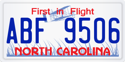 NC license plate ABF9506