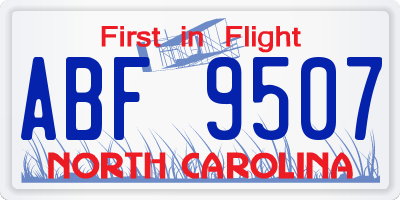NC license plate ABF9507