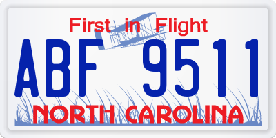 NC license plate ABF9511