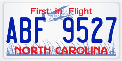NC license plate ABF9527
