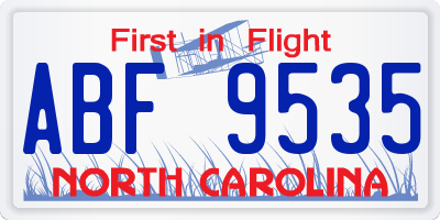 NC license plate ABF9535