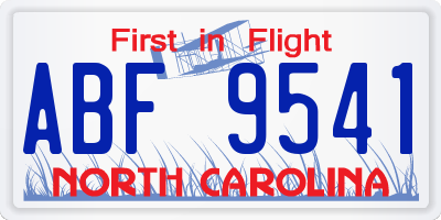 NC license plate ABF9541