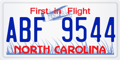 NC license plate ABF9544