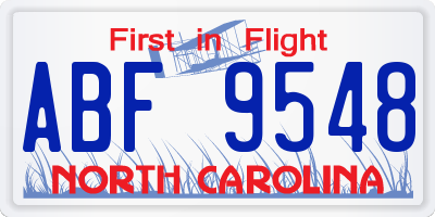 NC license plate ABF9548