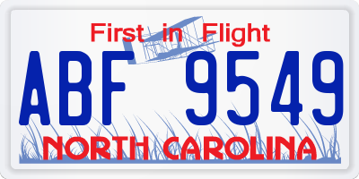 NC license plate ABF9549